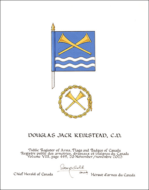 Letters patent granting heraldic emblems to Douglas Jack Keirstead
