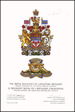 Letters patent approving the Badge of The Royal Regiment of Canadian Artillery ensigned by the Royal Arms of Canada