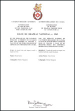 Lettres patentes confirmant le blasonnement du drapeau proposé: Ligue du drapeau national, ca. 1943