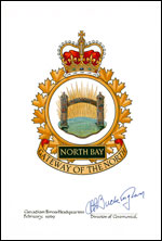 Lettres patentes confirmant le blasonnement de l'insigne de la Base des Forces canadiennes North Bay