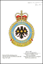 Letters patent approving the Badge of 3 Wing Bagotville