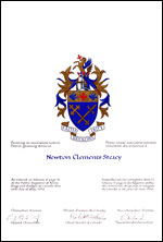 Letters patent granting heraldic emblems to Newton Clements Steacy