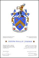 Lettres patentes concédant des emblèmes héraldiques à Joseph-Phillip Jerome