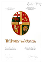 Letters patent granting heraldic emblems to The University of Manitoba