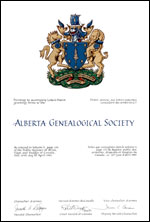 Letters patent granting heraldic emblems to the Alberta Genealogical Society