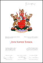 Lettres patentes concédant des emblèmes héraldiques à John Napier Turner