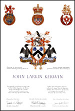 Lettres patentes enregistrant les emblèmes héraldiques de John Larkin Kerwin