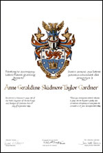 Lettres patentes concédant des emblèmes héraldiques à Anne Geraldine Skidmore Taylor Gardner