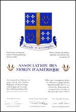 Letters patent granting heraldic emblems to the Association des Morin d'Amérique