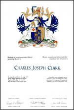 Letters patent granting heraldic emblems to Charles Joseph Clark