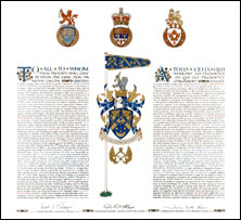 Letters patent granting heraldic emblems to David Patrick Joseph Tysowski