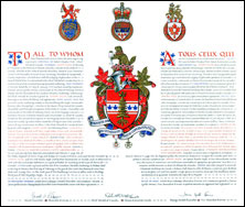 Letters patent granting heraldic emblems to Joseph Segal