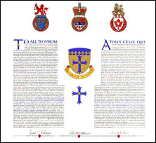 Letters patent granting heraldic emblems to the Parish of Saint James