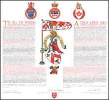 Letters patent registring the heraldic emblems of Darrel Elbert Kennedy