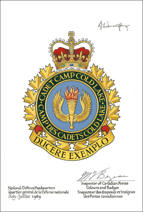 Letters patent approving the Badge of the Cadet Camp Cold Lake