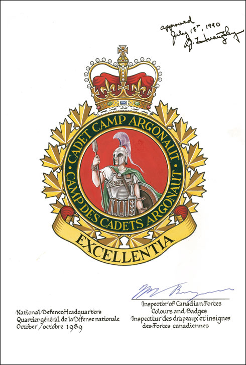 Letters patent approving the Badge of the Cadet Camp Argonaut