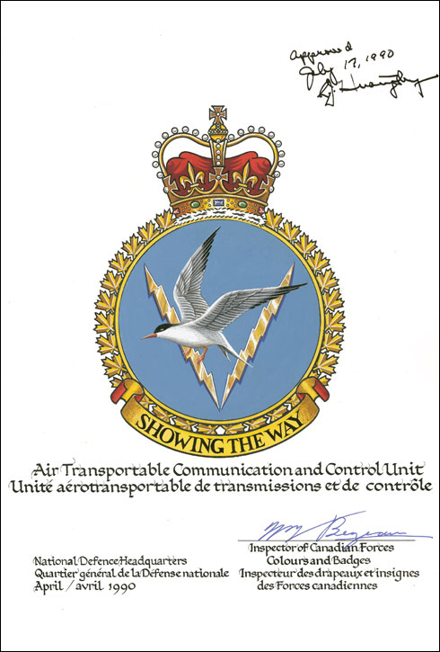 Letters patent approving the Badge of the Air Transportable Communication and Control Unit