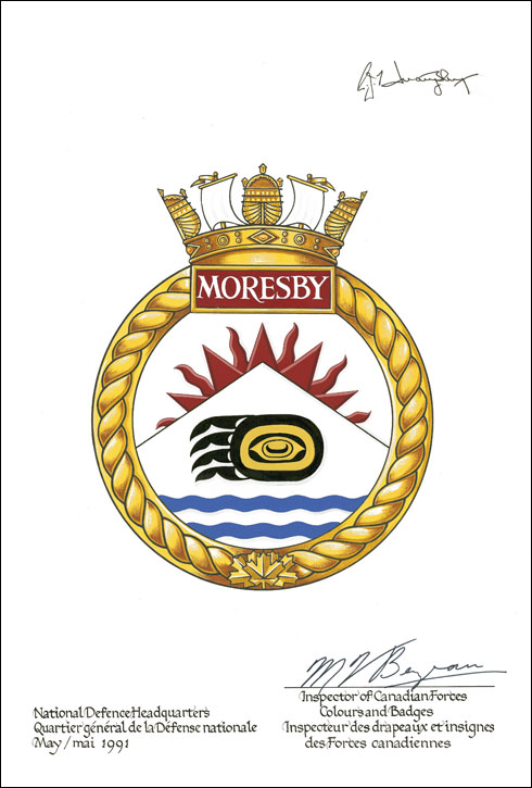 Letters patent approving the Badge of HMCS Moresby