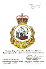 Letters patent approving the Badge of the Central Region Cadet School of Pipes and Drums