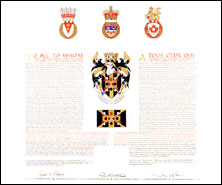 Letters patent granting heraldic emblems to the Village of New Maryland