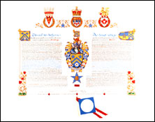 Letters patent granting heraldic emblems to Cyril Gilbert Lane