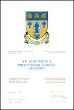 Lettres patentes concédant des emblèmes héraldiques à la St. Matthew's Presbyterian Church