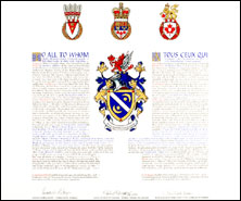 Letters patent granting heraldic emblems to Reinhard Zobrist