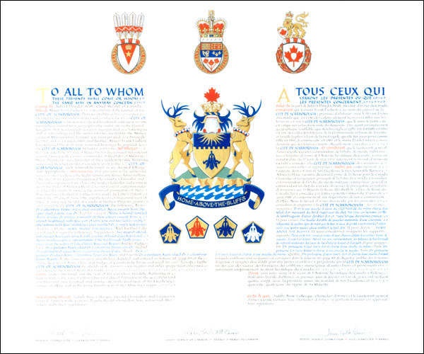 Letters patent granting heraldic emblems to the City of Scarborough