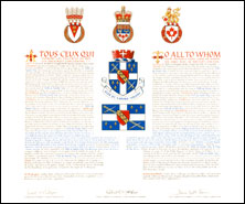 Letters patent granting heraldic emblems to the Ville de Sainte-Foy