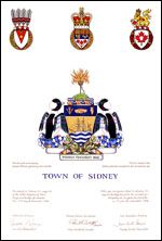 Letters patent granting heraldic emblems to the Town of Sidney