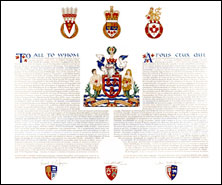 Letters patent granting heraldic emblems to the Aquatic Hall of Fame and Museum of Canada Incorporated