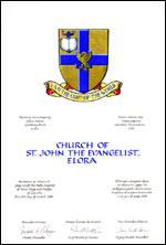 Letters patent granting heraldic emblems to the Church of St. John the Evangelist