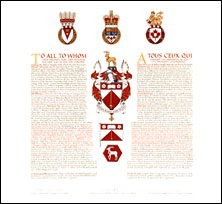 Letters patent granting heraldic emblems to Raymond Joseph Addington