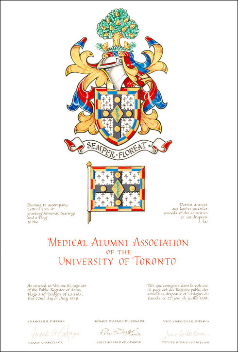 Lettres patentes concédant des emblèmes héraldiques à la Medical Alumni Association of the University of Toronto