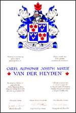 Lettres patentes concédant des emblèmes héraldiques à Carel Alphonse Joseph Marie van der Heyden