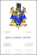 Lettres patentes concédant des emblèmes héraldiques à John Charles Hayter