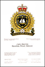 Letters patent granting heraldic emblems to the Cape Breton Regional Police Service