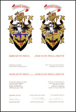 Letters patent granting differenced Arms to Alan Keith Breck and Jean Ellen Breck Christie