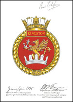 Lettres patentes approuvant l'insigne du NCSM Kingston