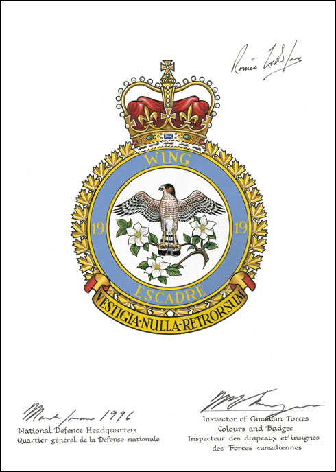 Letters patent approving the Badge of 19 Wing