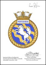 Lettres patentes approuvant l’insigne du NCSM Whitehorse