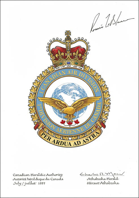 Letters patent approving the Badge of 1 Canadian Air Division