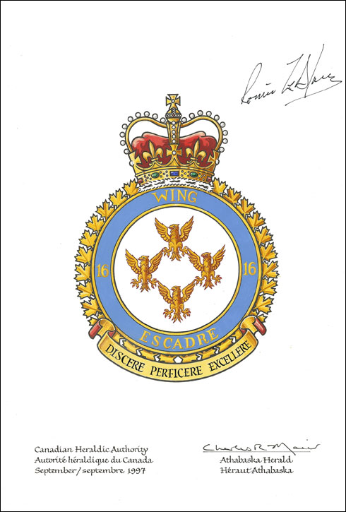 Letters patent approving the Badge of 16 Wing