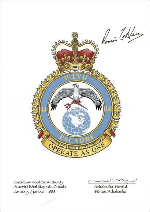 Letters patent approving the Badge of 14 Wing