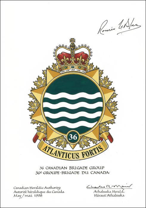 Letters patent approving the Badge of 36 Canadian Brigade Group