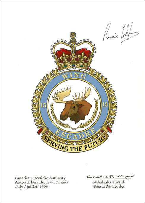 Letters patent approving the Badge of 15 Wing