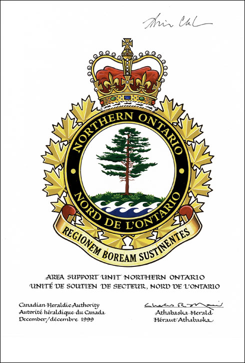 Approval of the Badge of the Area Support Unit Northern Ontario