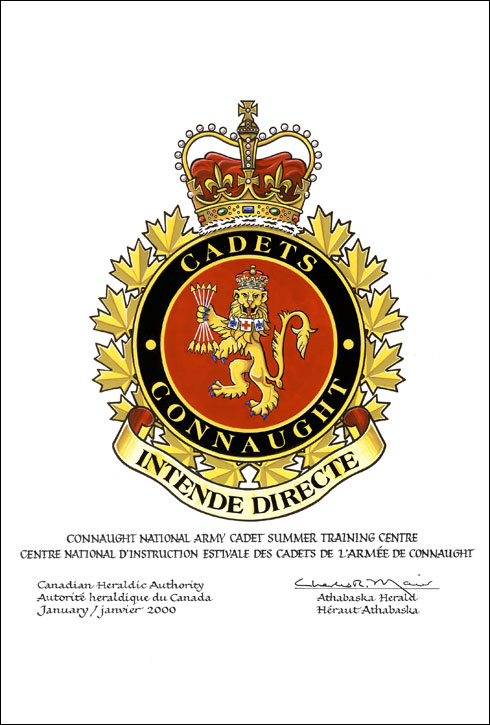 Approbation de l'insigne du Centre national d'instruction estivale des cadets de l'armée de Connaught