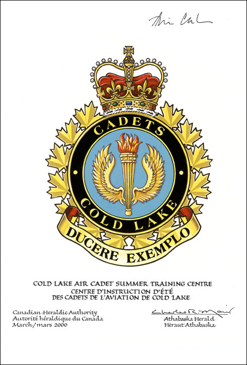 Approbation de l'insigne du Centre d'instruction d'été des cadets de l'aviation de Cold Lake