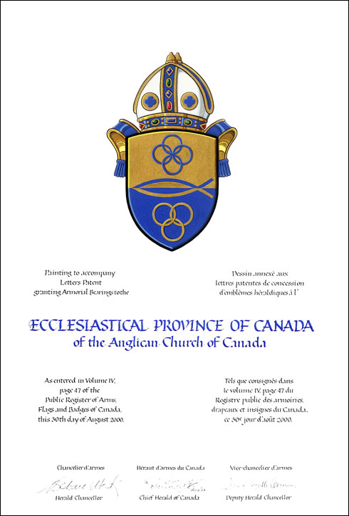 Lettres patentes concédant des emblèmes héraldiques à l'Ecclesiastical Province of Canada